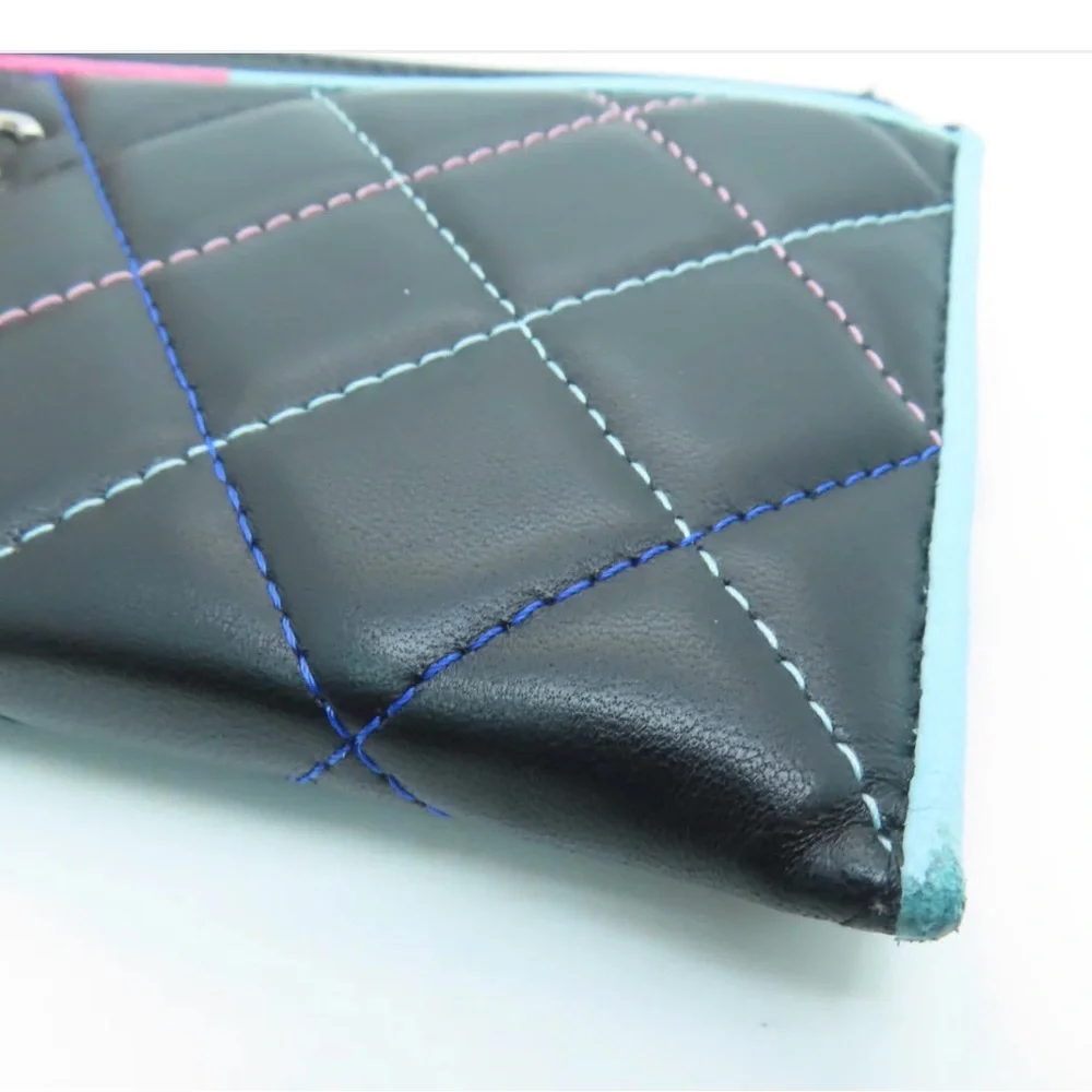 CHANEL Coco Mark Matelassé Lambskin Long Wallet Card Holder